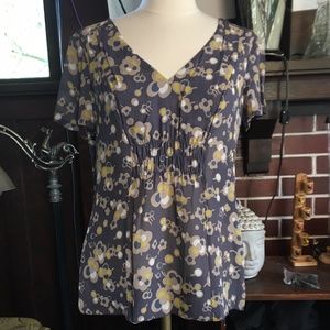 Vintage Boden V-Neck Print Blouse, UK Size 12, US Size 8